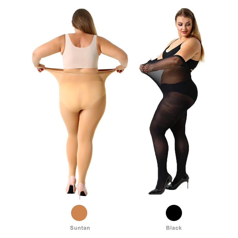 MANZI Plus Size Tights for Women 70D Queen Size Tights(Pack of 2)(Suntanï¼ŒXX-Large - Image 4